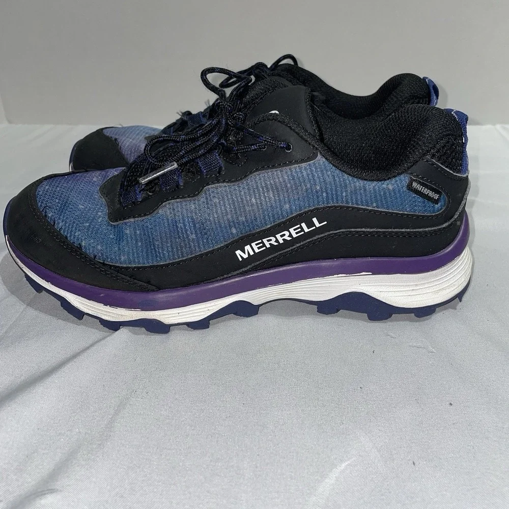 Merrell Moab Speed Shoes Youth Size 5‎ Blue Black Athletic Hiking Sneakers